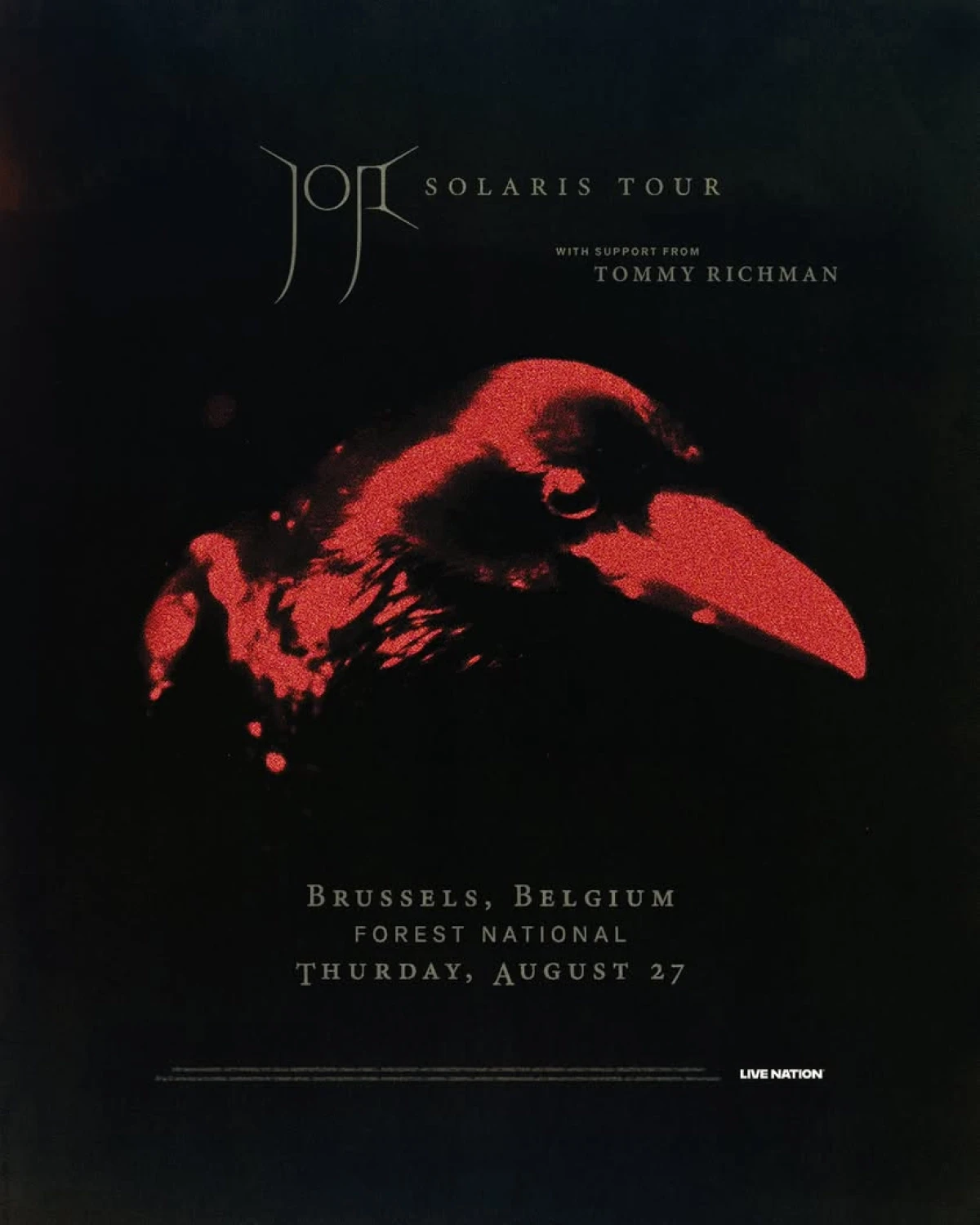 Affiche du Solaris Tour — Joji, avec Tommy Richman en première partie, Forest National, Bruxelles, jeudi 27 août